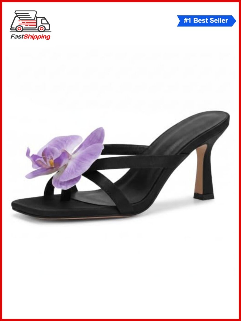 ✨ Women's Floral Kitten Heel Slide Sandals Open Toe Slip On Summer Heels